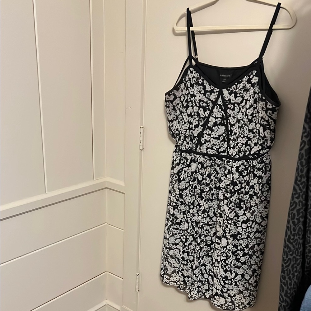 Lane Bryant Black and White Spaghetti Strap Mini Sundress